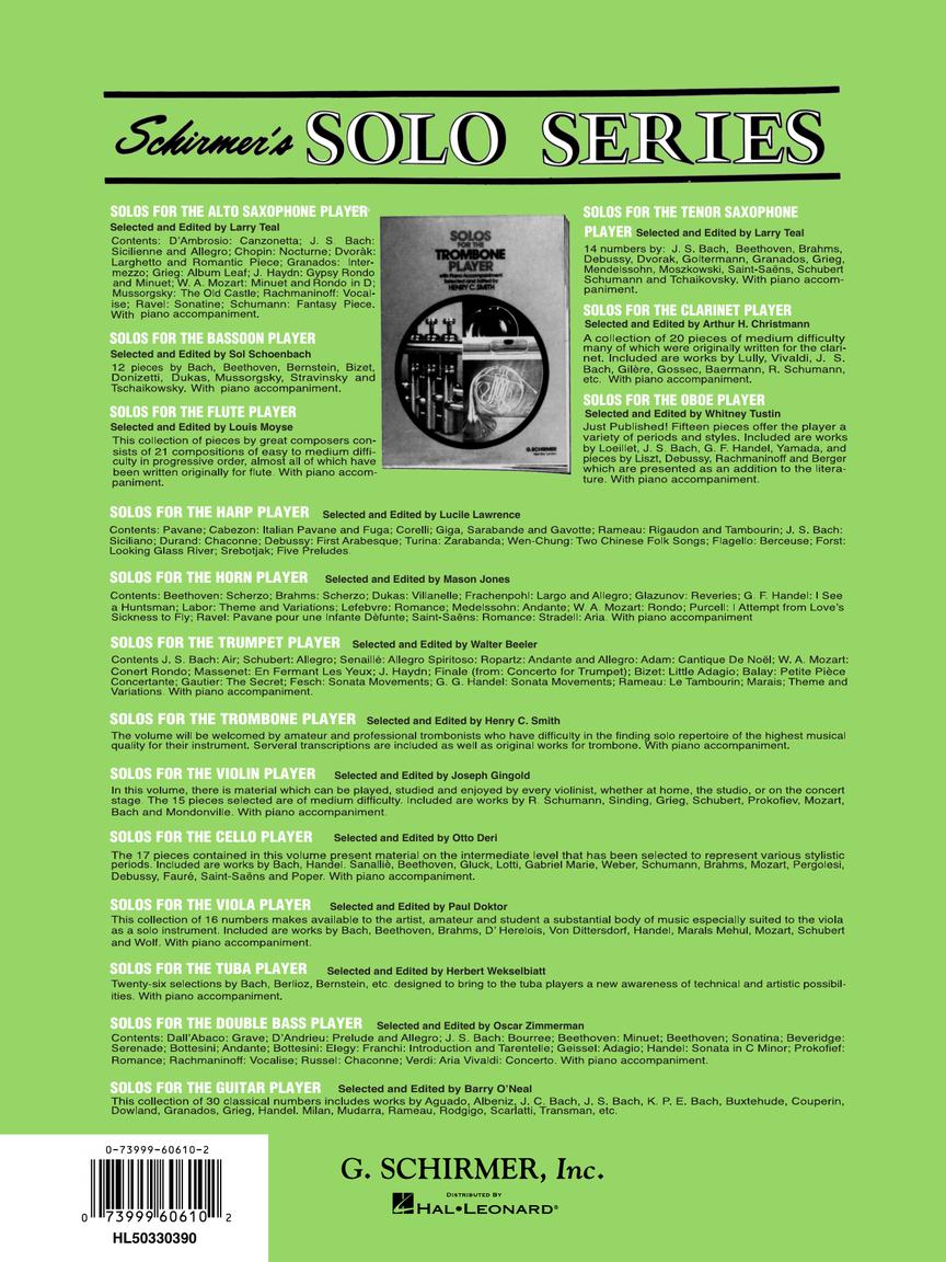 Solos for the Bassoon Player with Piano Accompaniment