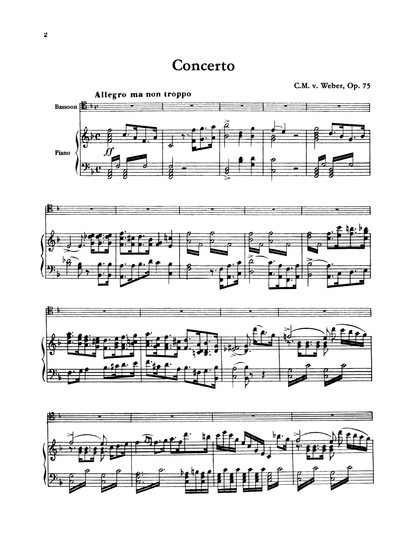 Weber Bassoon Concerto in F Major, Opus 75, Kalmus Edition Alfred