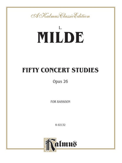 Milde 50 Concert Studies for Bassoon, Opus 26, Kalmus Edition Alfred